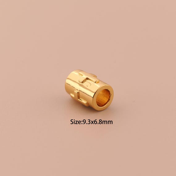 18K Gold Tube Spacer Bead,Minimalist Bead,Large Hole Bead for DIY Jewelry Making Supply