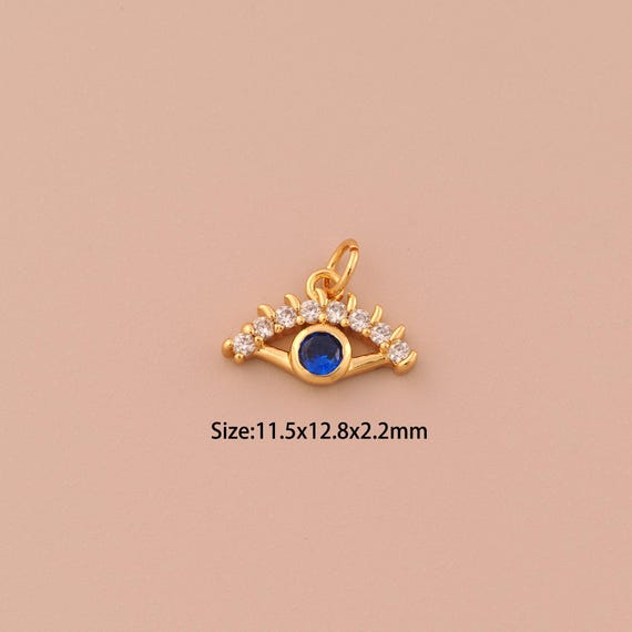 18K Gold Evil Eye Charms,Minimalist Star Pendants,Devil Eye Charm for DIY Jewelry Making Supply