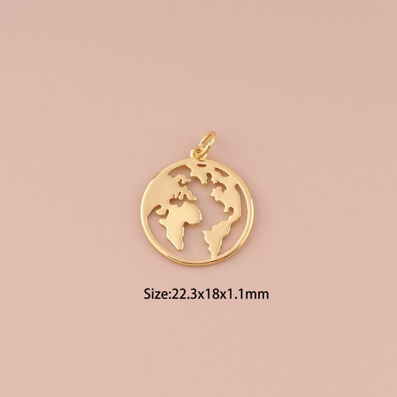 18K Gold Earth Charms,Minimalist Charms Pendants,Earth Charm for DIY Jewelry Making Supply