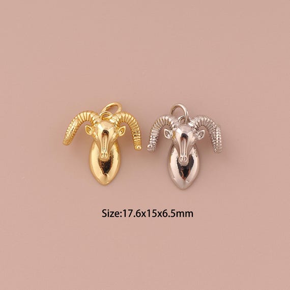 18K Gold Sheep Head Charms,Minimalist Charms Pendants,Sheep Head Charm for DIY Jewelry Making Supply