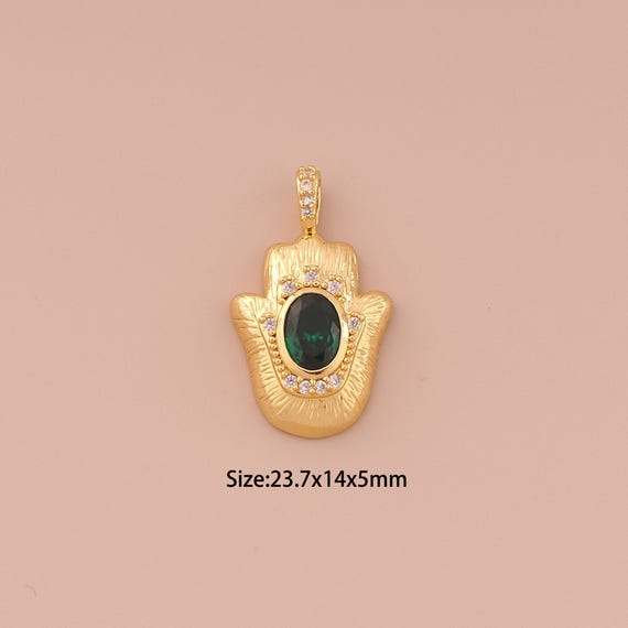 18K Gold Hamsa Charms,CZ Pave Minimalist Charms Pendants,Fatima Charm for DIY Jewelry Making Supply