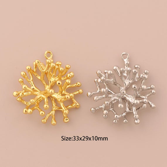 18K Gold Coral Charms,Coral Charms Pendants,Coral Charm for DIY Jewelry Making Supply