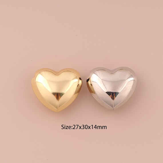18K Gold Heart Pendant,Bead Charms,Love Charm for DIY Jewelry Making Supply