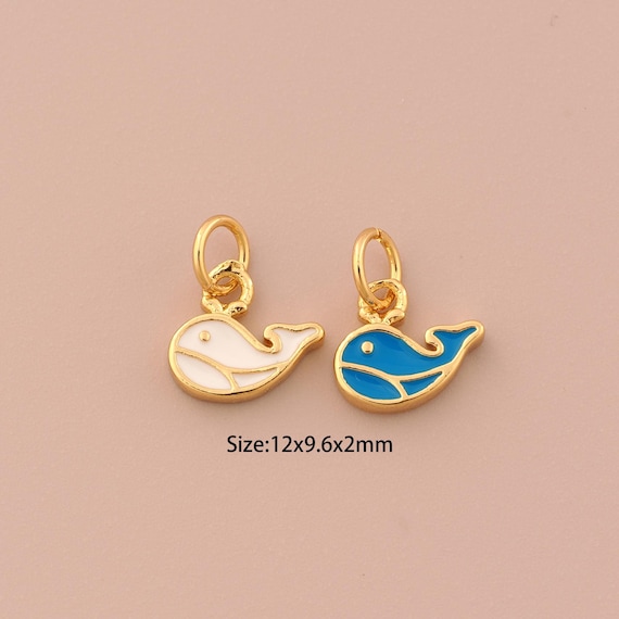 Gold Whale Charms,18K Gold Filled Whale Pendant,MicroPave CZ Whale Charm Bracelet Necklace for DIY Jewelry Making Supply