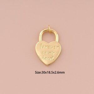 18K Gold Heart Charms,Minimalist Charms Pendants,Lock Charm for DIY Jewelry Making Supply