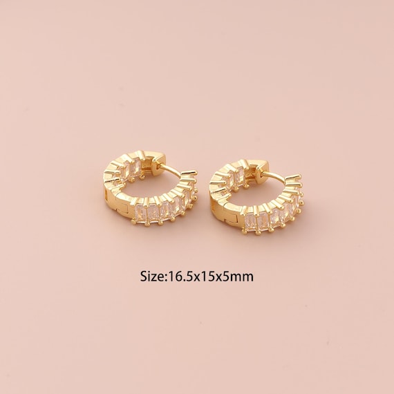18K Gold Hoop Earrings,CZ Pave Hugging Hoop Earrings,Hoop Earrings,Hypoallergenic Hoop Earrings,Gift for Her