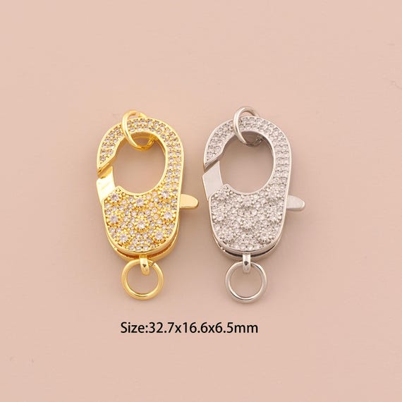 18K Gold Lobster Clasp,CZ Pave Lobster Clasp,Lobster Clasp for DIY Jewelry Making Supply