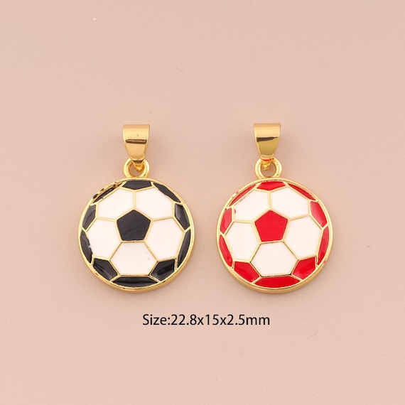 18K Gold Filled Football Pendant,Enamel Football Charm Enamel Charm Ball Pendant DIY Jewelry Making Supply