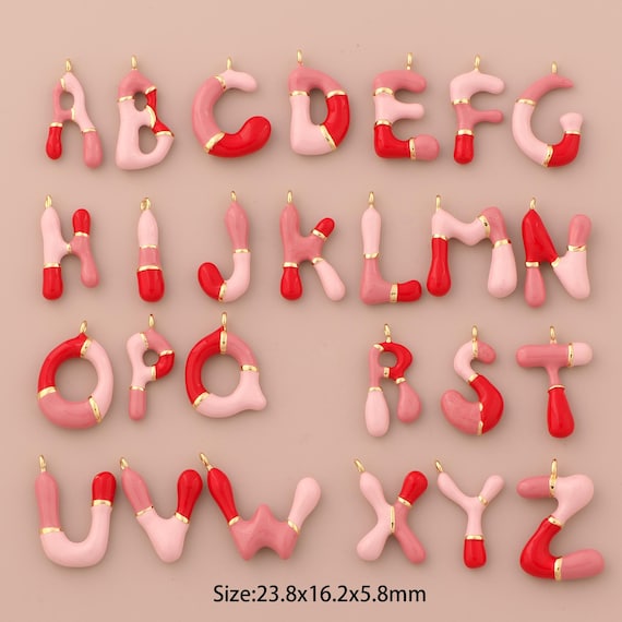 18K Gold 26 Letter Charms,Enamel Initial Charms Pendants,Letter Charm for DIY Jewelry Making Supply