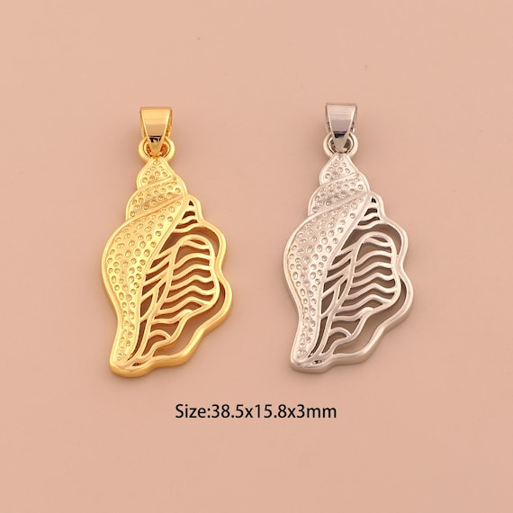 18K Gold Conch Charms,Conch Charms Pendants,Conch Charm for DIY Jewelry Making Supply