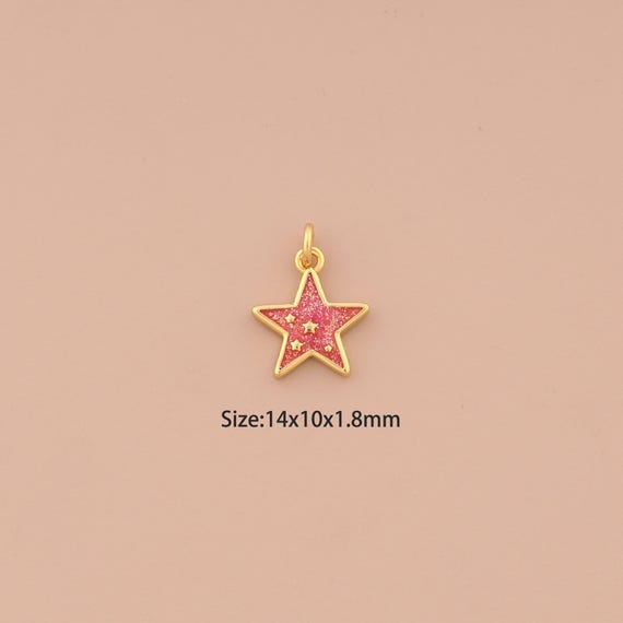 18K Gold Star Charms,Celestial Charms Pendants,Enamel Starburst Charm for DIY Jewelry Making Supply