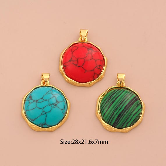 18K Gold Round Charms,Round Charms Pendants,Round Charm for DIY Jewelry Making Supply