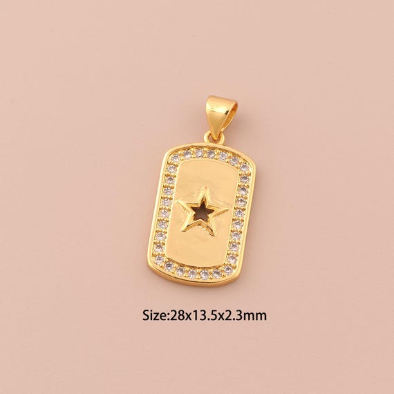 18K Gold Star Charms,CZ Pave Celestial Charms Pendants,Star Charm for DIY Jewelry Making Supply