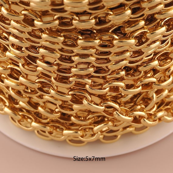 3.28 Feet 18K Gold Rolo Chain,Special Chain,Semi-Finished Chain for DIY Jewelry Making Supply