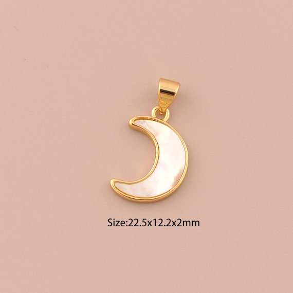 18K Gold Moon Charms,Celestial Charms Pendants,Moon Charm for DIY Jewelry Making Supply
