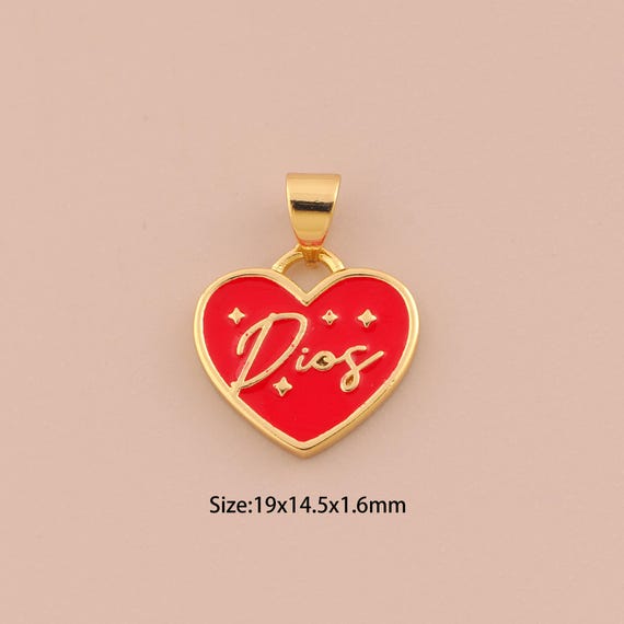 18K Gold Letter Charms,Enamel Heart Charms Pendants,Heart Charm for DIY Jewelry Making Supply