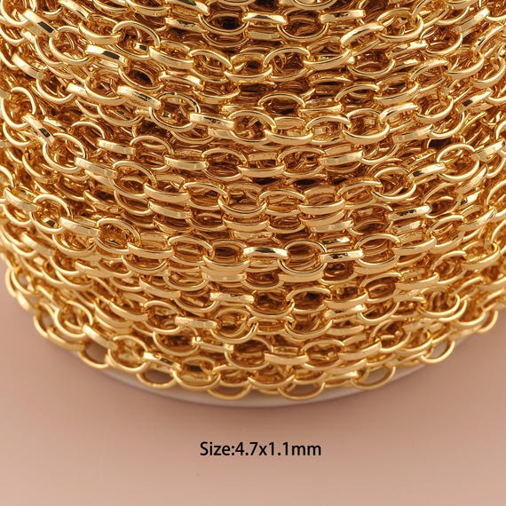 3.28 Feet 18K Gold Rolo Chain,Special Chain,Semi-Finished Chain for DIY Jewelry Making Supply