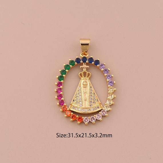 18K Gold Pope Charms,CZ Pave Religious Charms Pendants,Christian Charm for DIY Jewelry Making Supply