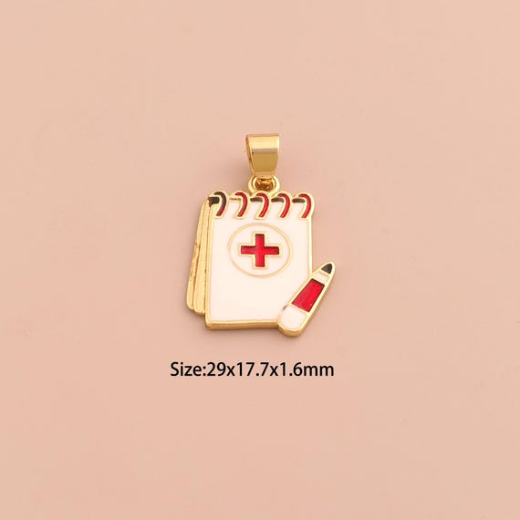 18K Gold Notebook Charms,Diary Charms Pendants,Enamel Notebook Charm for DIY Jewelry Making Supply