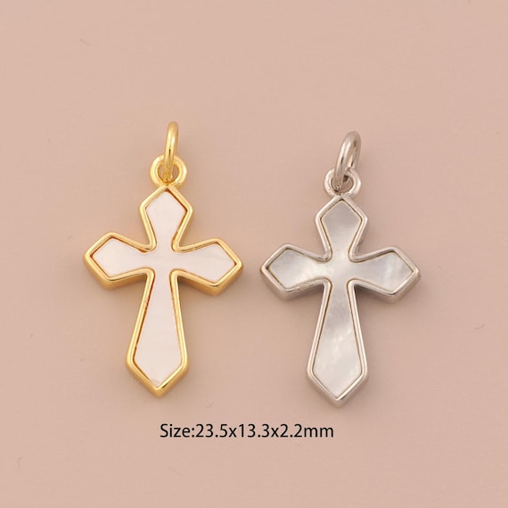 18K Gold Cross Charms,Fritillary Religion Charms Pendants,Christian Charm for DIY Jewelry Making Supply