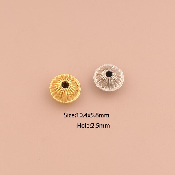 18K Gold Round Spacer Bead,Flat Bead,Round Flat Bead for DIY Jewelry Making Supply