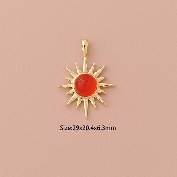 18K Gold Sun Charms,Minimalist Charms Pendants,Sun Charm for DIY Jewelry Making Supply