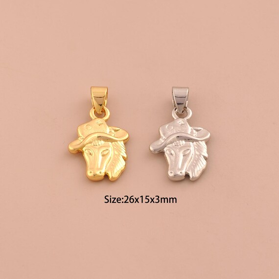 18K Gold Horse Charms,Animal Charms Pendants,Cowboy Horse Charm for DIY Jewelry Making Supply