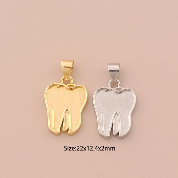 18K Gold Tooth Charms,Minimalist Charms Pendants,Tooth Charm for DIY Jewelry Making Supply