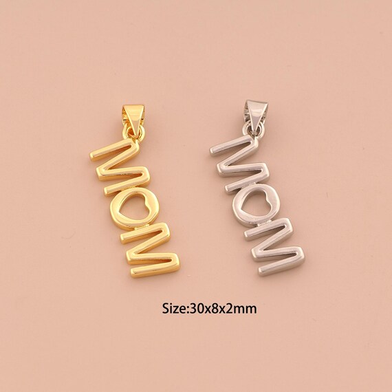 18K Gold MOM Charms,Heart Charms Pendants,Letter Charm for DIY Jewelry Making Supply