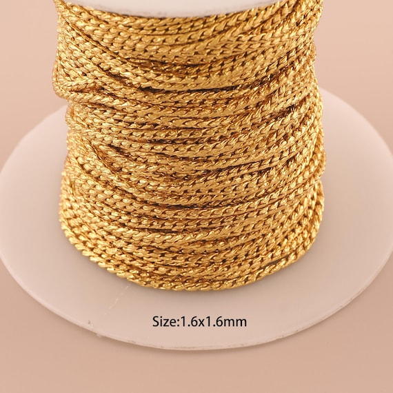 3.28 Feet 18K Gold Wheat Chain,Special Chain,Semi-Finished Chain for DIY Jewelry Making Supply
