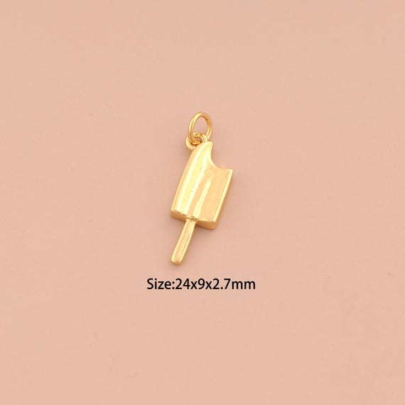 18K Gold Ice Cream Charms,Dessert Charms Pendants,Ice Cream Charm for DIY Jewelry Making Supply