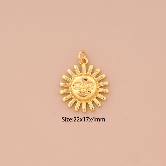 18K Gold Sun Charms,Sun Charms Pendants,Sun Charm for DIY Jewelry Making Supply