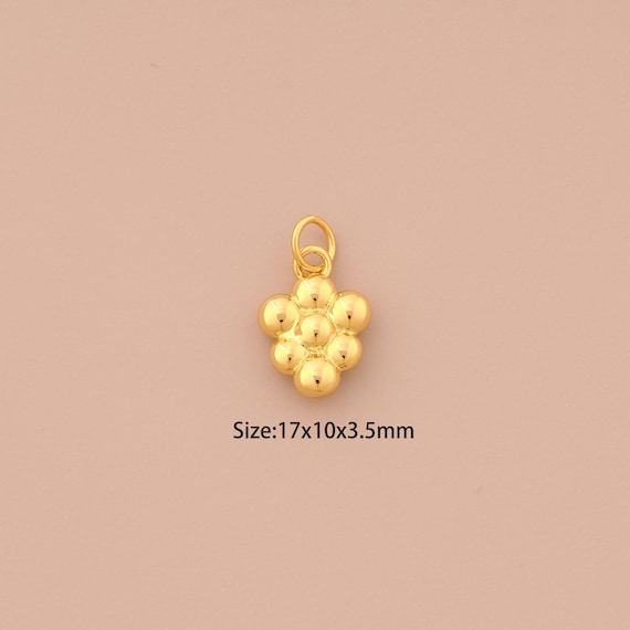 18K Gold Grape Charms,Fruit Charms Pendants,Grape Charm for DIY Jewelry Making Supply