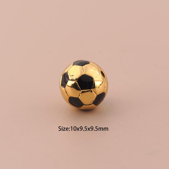 18K Gold Football Spacer Bead,Enamel Ball Bead,Round Bead for DIY Jewelry Making Supply