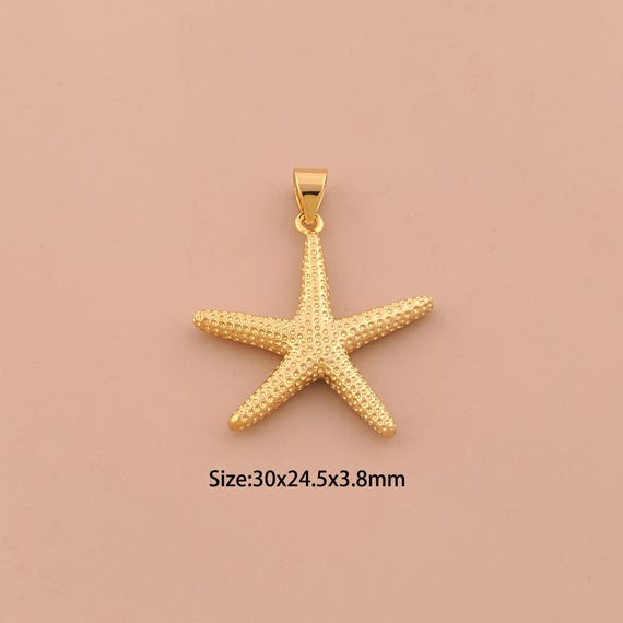 18K Gold Starfish Charms,Starfish Charms Pendants,Starfish Charm for DIY Jewelry Making Supply