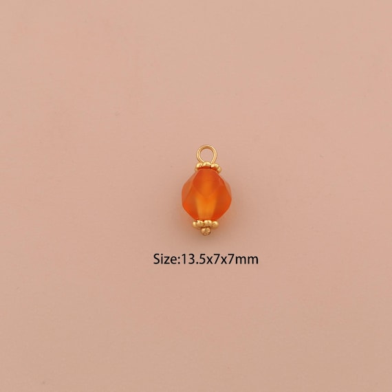 18K Gold Energy Stone Charms,Natural Stone Charms Pendants,Stone Charm for DIY Jewelry Making Supply