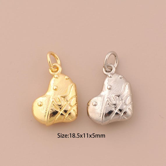 18K Gold Heart Charms,Heart Charms Pendants,Heart Charm for DIY Jewelry Making Supply