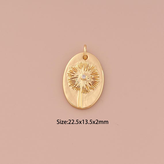 18K Gold Flower Charms,Minimalist Charms Pendants,Flower Charm for DIY Jewelry Making Supply