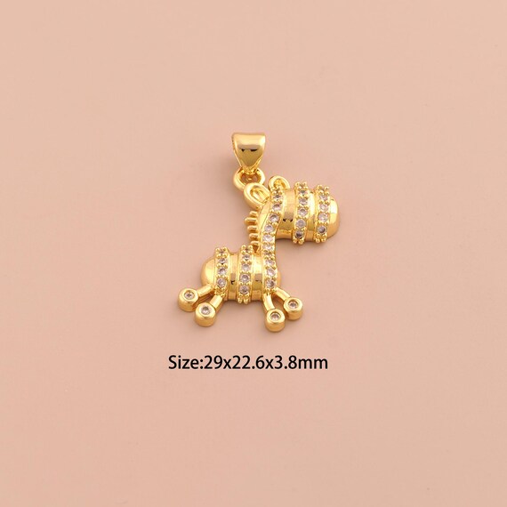 18K Gold Horse Charms,CZ Pave Animal Charms Pendants,Horse Charm for DIY Jewelry Making Supply