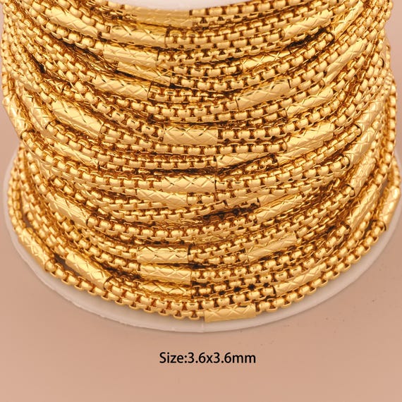 3.28 Feet 18K Gold Box Chain,Special Chain,Semi-Finished Chain for DIY Jewelry Making Supply