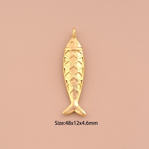 18K Gold Fish Charms,Marine Life Charms Pendants,Fish Charm for DIY Jewelry Making Supply