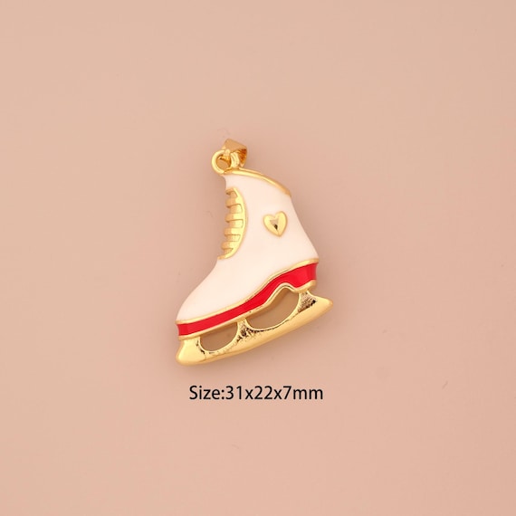 18K Gold Skate Shoe Charms,Enamel Skate Shoe Charms Pendants,Skate Shoe Charm for DIY Jewelry Making Supply