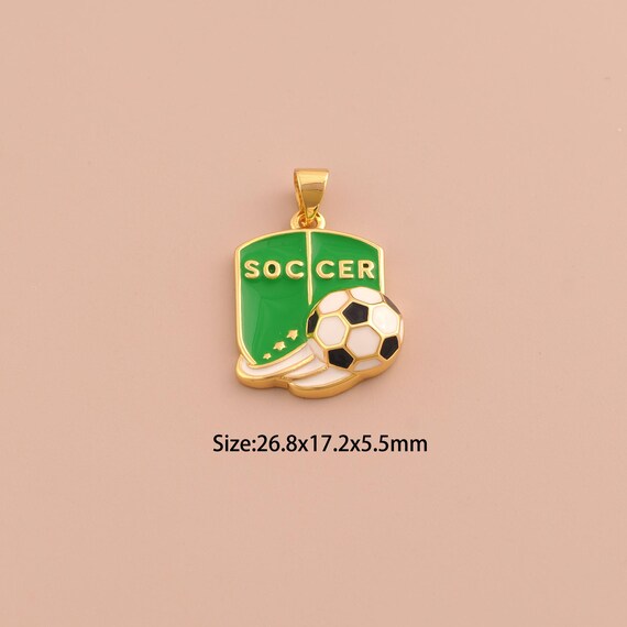 18K Gold Football Team Logo Charms,Enamel Football Charms Pendants,Team Logo Charm for DIY Jewelry Making Supply
