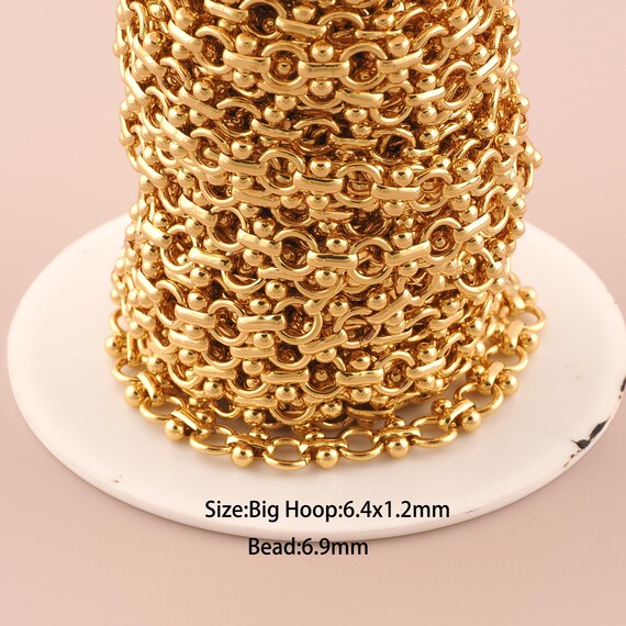 3.28 Feet 18K Gold Ball Chain,Special Chain,Semi-Finished Chain for DIY Jewelry Making Supply