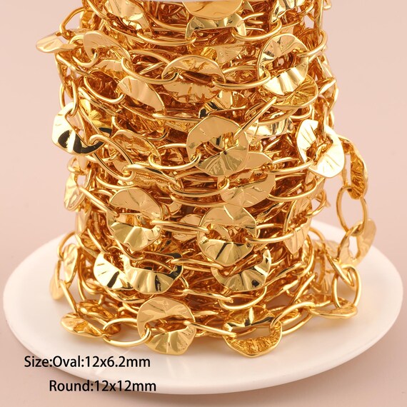 3.28 Feet 18K Gold Cable Chain,Special Chain,Semi-Finished Chain for DIY Jewelry Making Supply