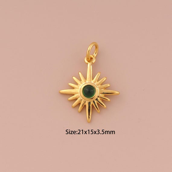 18K Gold Sun Charms,Minimalist Charms Pendants,Sun Charm for DIY Jewelry Making Supply