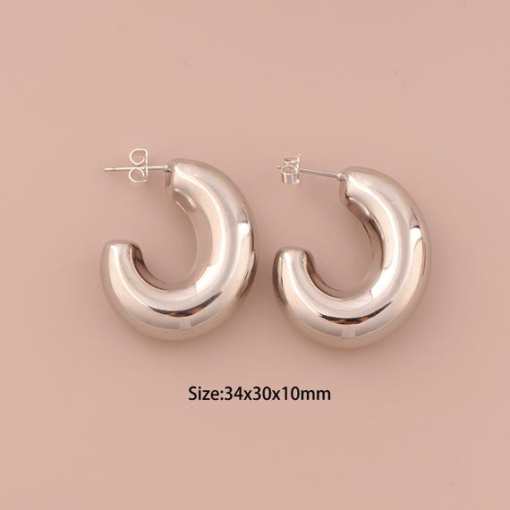 Silver Open Stud Earrings,Wide Stud Earrings,Thick Stud Earrings,Hypoallergenic Stud Earrings,Gift for Her