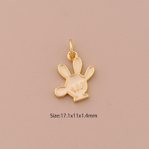 18K Gold Glove Charms,Enamel Glove Charms Pendants,Glove Charm for DIY Jewelry Making Supply