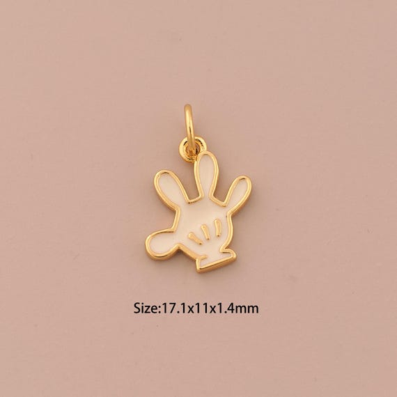 18K Gold Glove Charms,Enamel Glove Charms Pendants,Glove Charm for DIY Jewelry Making Supply