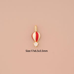 18K Gold Enamel Hot Air Balloon Charms,CZ Pave Hot Air Balloon Charms Pendants,Hot Air Balloon Charm for DIY Jewelry Making Supply